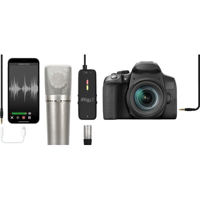 IK Multimedia iRig Pre 2 XLR mikrofon interfész iPhone/iPad/Android/DSLR kamera támogatással